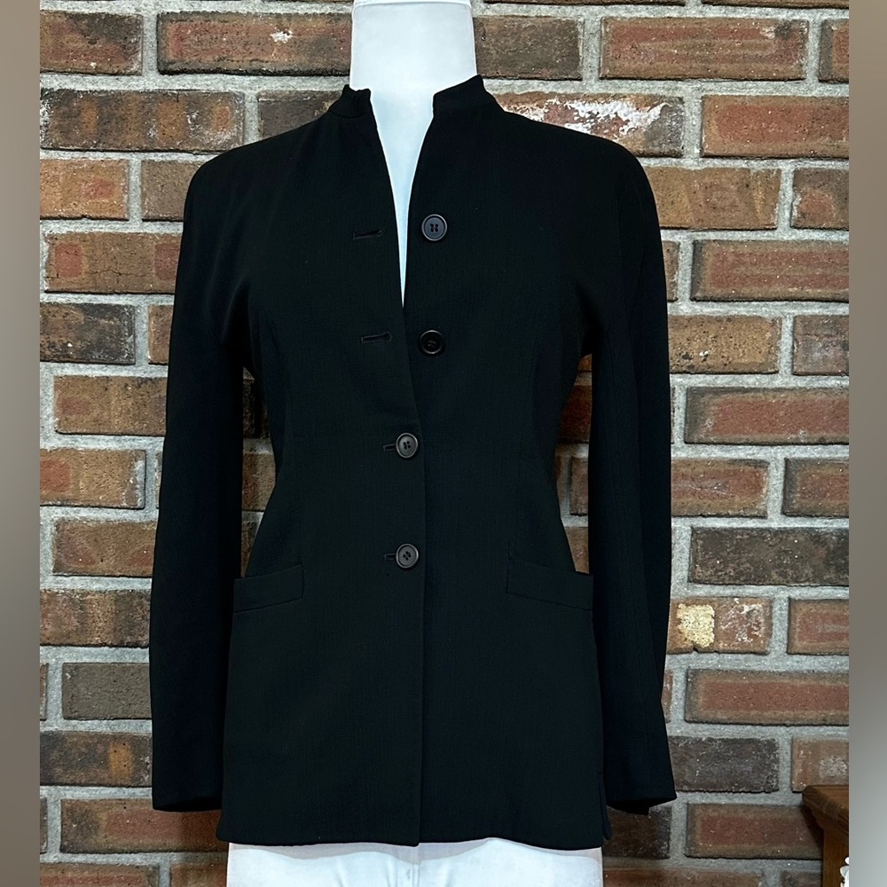 Giorgio Armani Size 4 Black 4 Button Blazer Jacket - Picture 1 of 6